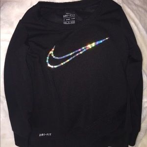 NIKE dry fit iridescent swoosh top